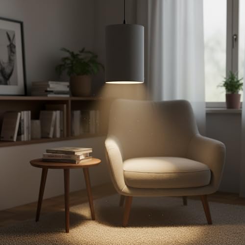 Image of Cylinder print hanging shade Classic Pendant Cylinder Lamp Shade, Decorative Light Lamp, Hanging Spotlight with Fixture (Grey)