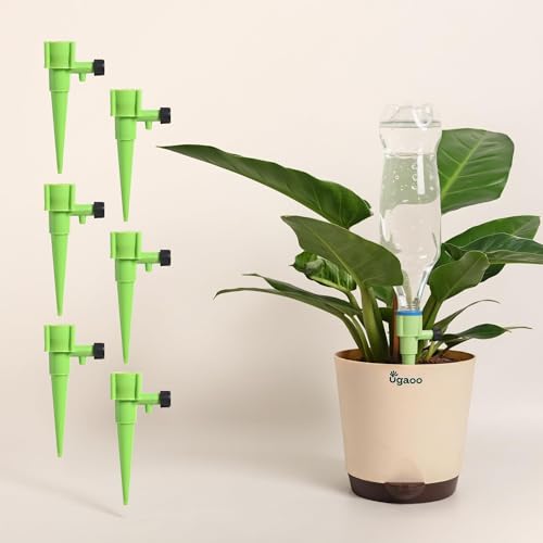 Image of UGAOO Self Watering Spikes for Plants Set of 6 | Automatic Water Spikes | Plant Auto Watering System | Water Dripper for Plants | Self Watering for Indoor Plants | Vacation Plant Waterer