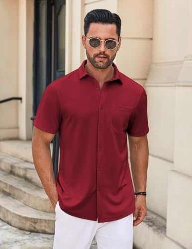 COOFANDY Mens Casual Button Down Shirt Untucked Short Sleeve Strech Wrinkle Free Dress Shirts3