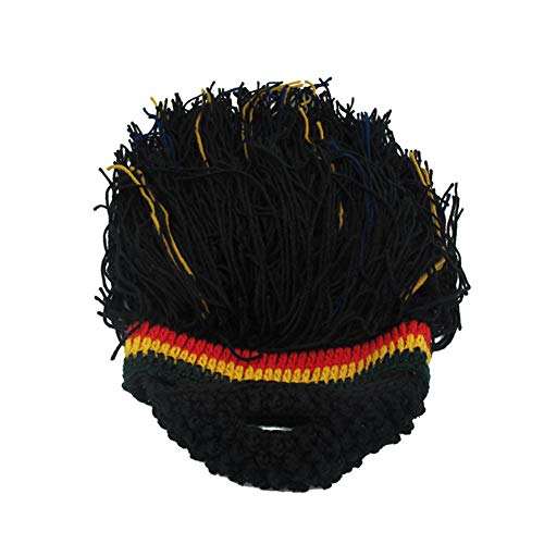 Image of Funny Rasta Wig Beard Hats Knitted Jamaican Rasta Beanie Hat with Dreadlocks Christmas Halloween for Men Women