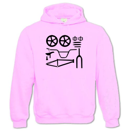 Bang Tidy Clothing Unisex Adults BMX Bike Parts Hoodie Pink S