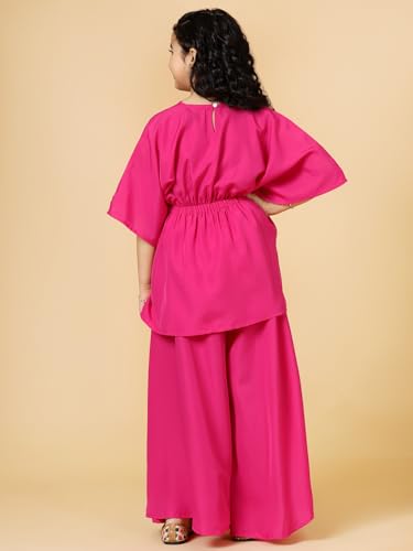 Image of A.T.U.N. (ALL THINGS UBER NICE) Girls Solid Kaftan with Flared Pant Set | Stylish Clothing Set