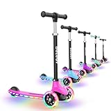 BELEEV A6 Monopattino Bambino 3-8 Anni, LED Ruote Illuminate & Deck, Monopattino 3 Ruote per Bambina Ragazza Ragazzo, 4 Altezza Regolabile, Ponte Antiscivolo, Carico Massimo 50Kg, Scooter for Kid
