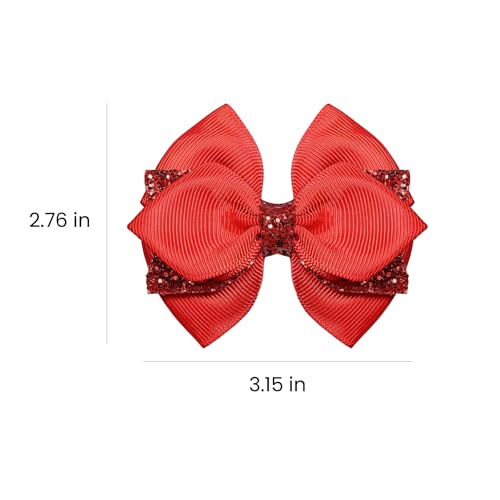 Pinzas para el cabello con lazo brillante de 3 pulgadas en rojo, 2 unidades miniatura 7