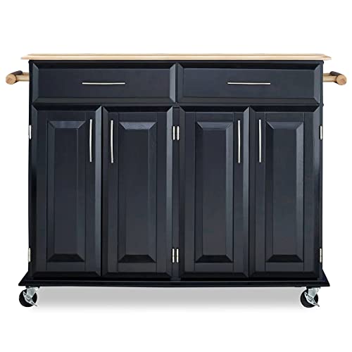 Homestyles Kitchen Cart With Storage Dolly Madison, 48.25 Inches Wide, Black #TOP8
