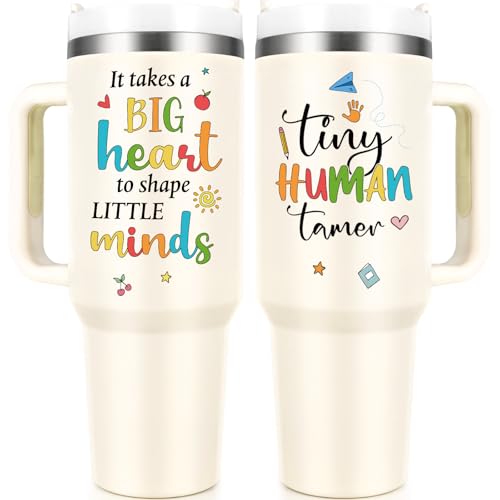 Gtmileo Daycare Teacher Gifts, Tiny Human Tamer Tumbler, Christmas Teacher's