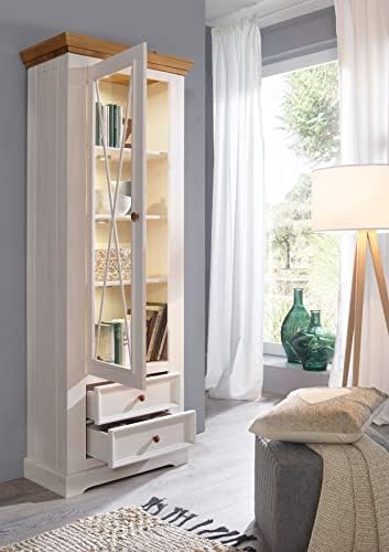 Woodroom Display case, Wood Pine, White, Schmal