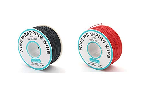 NorthPada 22 AWG 0,3 mm² Kit de Alambres eléctricos electrónicos Cable de cobre estañado de PVC sólido 2 colores Carrete de bajo voltaje 2 x 30 metros