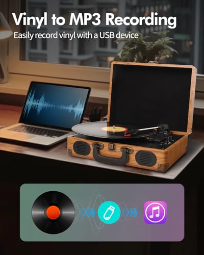 DCPICE Platine Vinyle Bluetooth, Tourne Disque Vinyle Vintage avec Haut-Parleurs Stéréo Intégrés, 3 Vitesses 33/45/78 RPM, Entrée AUX, Sortie RCA, Compatible USB et Casque, Portable - Les Beatles, Paul McCartney, John Lennon, RIngo Starr, George Harrison DCPICE Platine Vinyle Bluetooth, Tourne Disque Vinyle Vintage avec Haut-Parleurs Stéréo Intégrés, 3 Vitesses 33/45/78 RPM, Entrée AUX, Sortie RCA, Compatible USB et Casque, Portable – Image 5