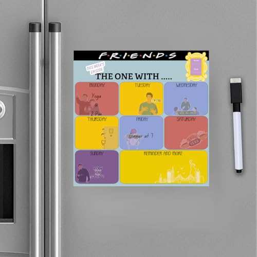 Image of Zesta Vinyl Magnetic Planner for Fridge | Cute Weekly Planner /Meal Planner with Marker | Rewritable Magnetic White Board for Fridge (Harry Potter 11X11 Inches) (Friends)