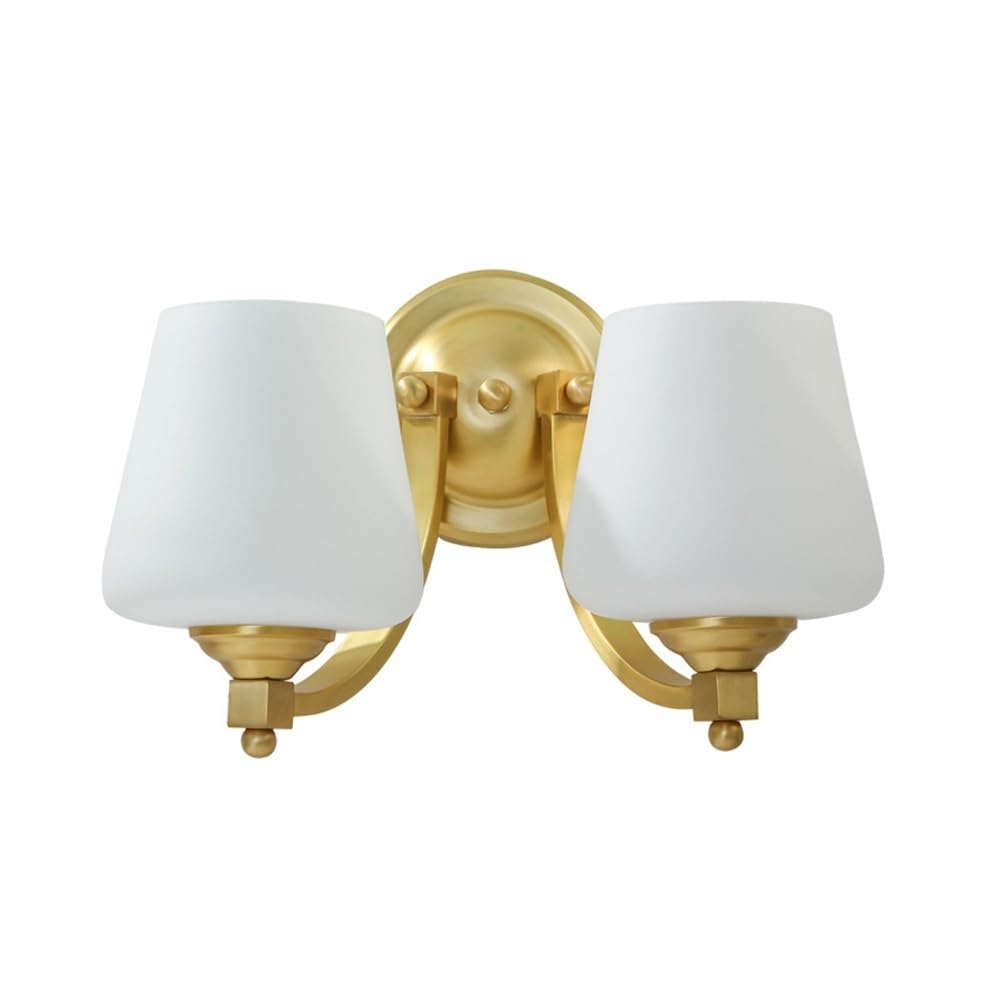 JYBNBBE American Style Led Bedside Wall Light Simple Modern Glass Hallway Aisle Wall Sconce Nordic Brass Home Decor Corridor Stairs Wall Lamp for Living Room/Double Head,Double Head