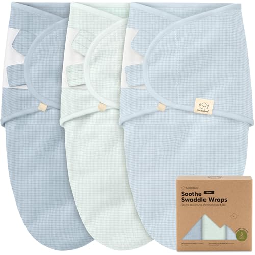 Image of 3-Pack Organic Swaddles for Newborns, Baby Sleep Sacks 0-3 Months - Baby Swaddle Wrap, Newborn Wearable Blanket, Infant Sleep Sack for Girls, Boys, Soft & Snug, Large Hook & Loop Closure (Glacier)