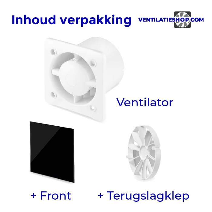 Whisper Pro-Design Badezimmerlüfter - Ø100 mm - Schwarz - Flaches Glas - Leiser Betrieb - Energiesparend