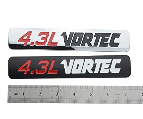 Image of 2pcs 4.3L VORTEC Emblem Badge for Colorado Sierra Silverado 1500 2500HD (Black Red White)