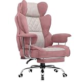 COMHOMA Big and Tall Gaming Chair with Pocket Spring Lumbar Support, Ergonomic Office Chair with Footrest, Executive Desk Chair with Outward Fixed Soft Armrests, Computer Chair with High Back, GYPK