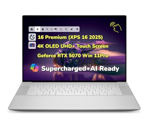 Image of NewDe.l.l 16 Premium (Replace XPS16) Copilot AI Laptop 16.3 inch OLED UHD+ (3840x2400) TouchScreen Ultra 7 Processor 255H 32GB RAM 2TB SSD Geforce RTX 5070 8GB GDDR7 Graphics Webcam Fingerprint Win 11Pro