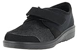  VAROMED Salzburg 31321 Damenschuhe,Halbschuh,Klettslipper,Klettverschluss,Wechselfußbett,Stretch,Glitter,Weite H schwarz, EU 42