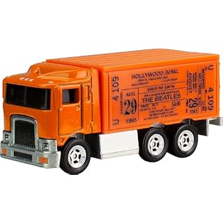Hot Wheels Premium Toy Truck, 1:64 Scale Die-Cast Beatles Semi Replica with Hollywood Bowl Ticket Deco, for Pop Culture Fans - Les Beatles, Paul McCartney, John Lennon, RIngo Starr, George Harrison