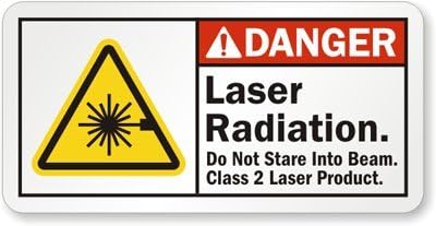 Laser Radiation. Do Not Stare Into Beam Class 2 Laser Product., Plastic Sign, 10" x 5"