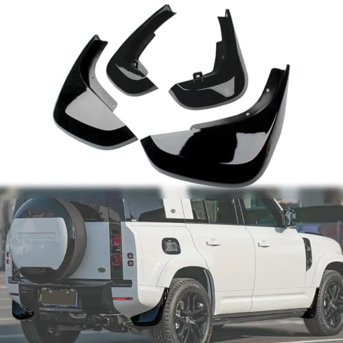 Image of 4PCS Tire Splash Guards for Landrover Defender 90 /110 2020-2025 | ABS Plastic Mud Flaps, Vehicle Wheel Protector Mudflaps Exterior Accessories (Bright Black)