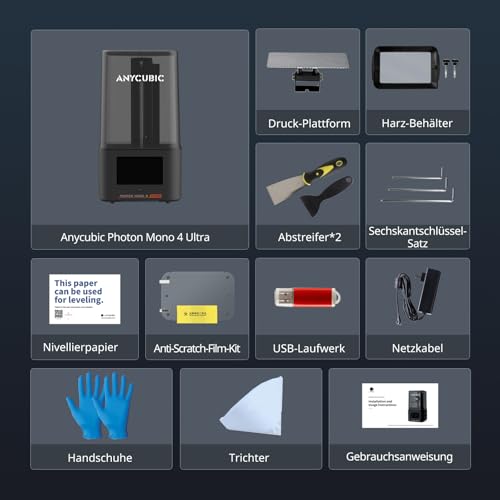 ANYCUBIC Photon Mono 4 Ultra 10K Resin 3D Drucker, 7’’ HD Mono Bildschirm und COB Lichtquelle, 120mm/h Schnelle Drucken, Intelligente Erkennung, Druckgröße 153,4x87x165 mm