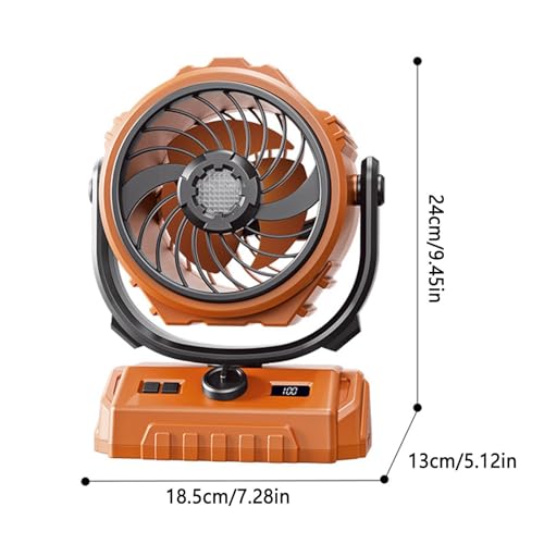 Ventilador de camping portátil recargable que elimina el calor en tu tienda con oscilación 7