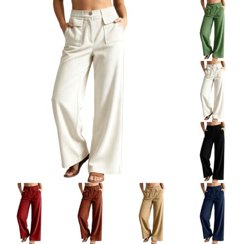 Corduroy Pants Women,Womens Corduroy Pants,Wide Leg Clothes Women White Large - image 1