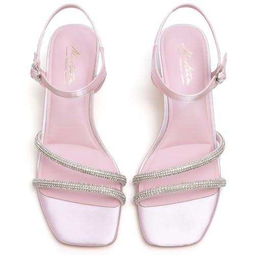 Image of Mostrin Strappy Heels for Women Square Open Toe Lace Up Heeled Sandals Ankle Strap Sexy Stiletto High Heels for Party, Prom, Dating, Wedding