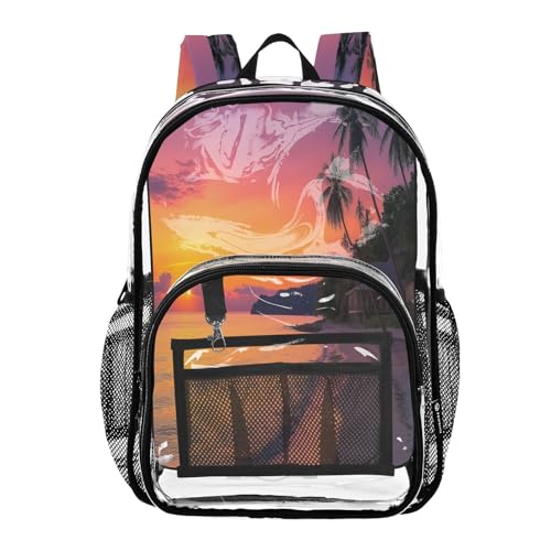 Tropical Beach Clear Backpack Stadium Approved Large