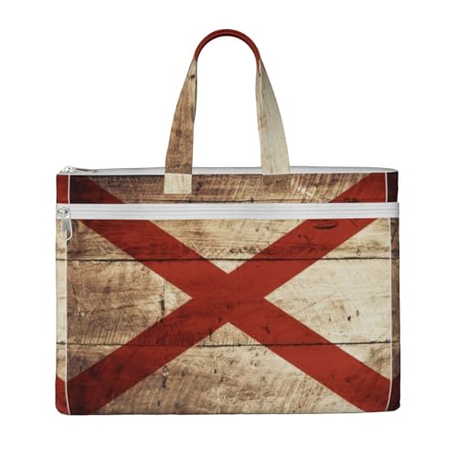 Alabama State Flag On Old Wood Grain Postcard Canvas Document Bag Briefcase For Professionals And Executives