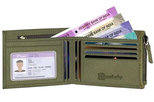 Spiffy Olive Green Genuine Leather Wallet for Men Leather Original Stylish Latest, Detachable Card Holder Wallet, RFID Protected 3 41jN W3OhLL