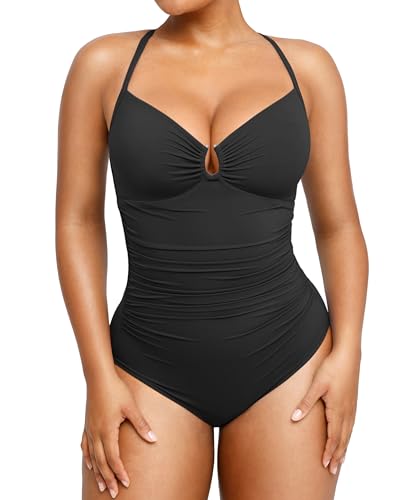 SHAPELLX Womens Swimsuits Tummy Control Bathing Suit Slimming One Piece U-Ring Shapewear Shaping...