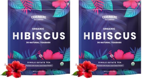 Image of Cederberg Tea Company Organic Hibiscus Tea - 30 Tea Bags | Organic Herbal Tea From Single Origin | Eco-Friendly Tea Bags | Non-GMO Caffeine Free Tea With Zero Sugar (Pack of 2)