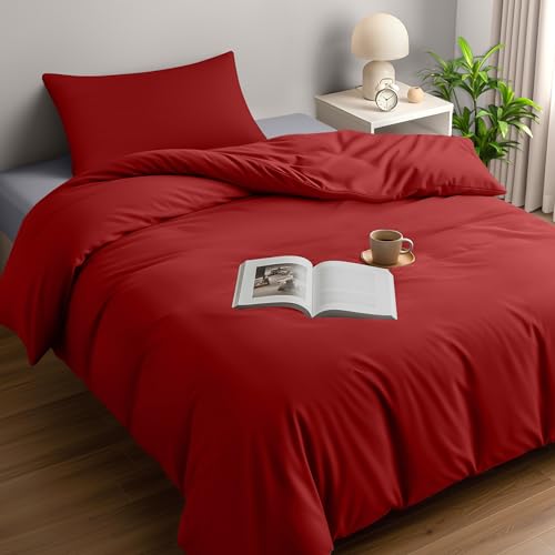 Utopia Bedding Single Duvet Cover Sets - Soft Microfibre Polyester Duvet Cover with Pillow case - Bedding Quilt Cover Set (Red)