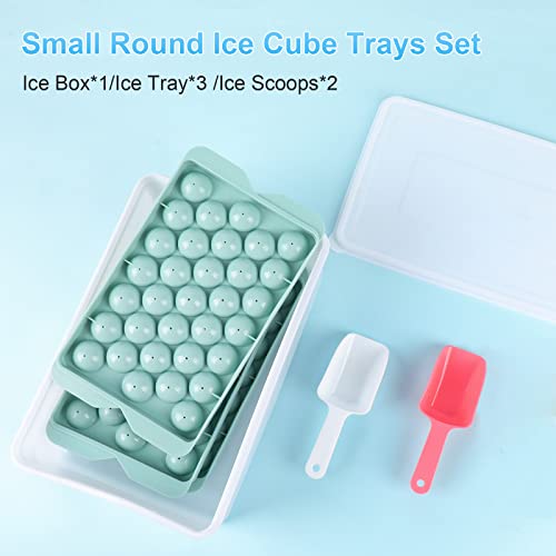 Ice Cube Tray With Container & Scoops, Barlket Ice Cube Trays For Freezer, Round Ice Ball Maker Mold With Lid Make 99 Pcs X 1.0Inch Ice Balls For Whiskey, Coffee, Fruit Juice #TOP4