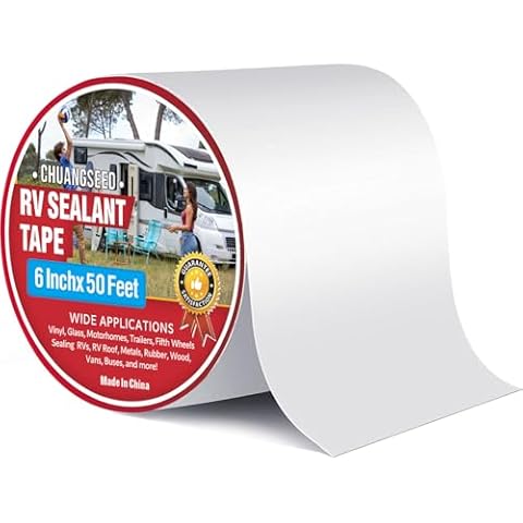 CHUANGSEED RV Roof Tape White, 6 Inch X 50 Feet, RV Sealant Tape, Roof Patch Repair Tape for Camper Roof Repair, Trailer Roof Sealant, Stop Camper Roof Leaks, UV-Resistant, Weatherproof,Boat Cover