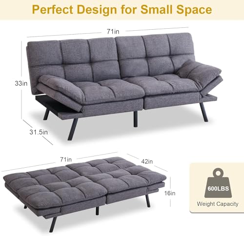 image for MUUEGM Futon Sofa Bed Convertible Futon Memory Foam Futon Couch Bed Mo