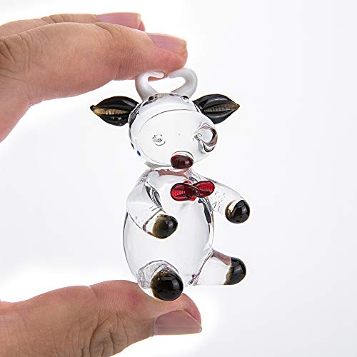 QFkris 2.5'' Blown Glass Cow Figurine Collectibles Mini Handmade Black Art Glass Farm Animal DIY Craft Ornament Home Decor - Image 5