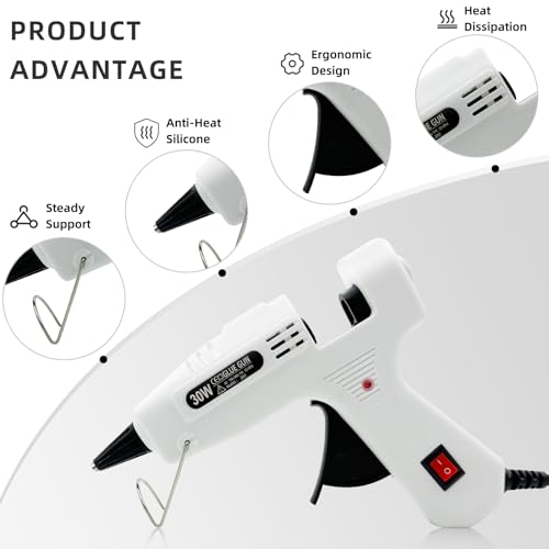 Liumai Hot Melt Gun Kit with 30Pcs Glue Sticks, Hot Glue Gun Mini for Crafts with On/Off Switch for School DIY, Crafts - Image 4
