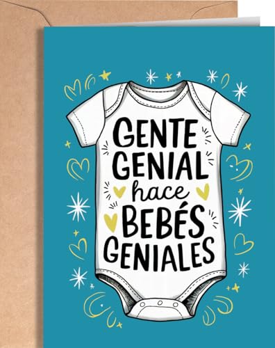 Greeting Cards for Everyone Tarjeta para nacimiento de bebe   Tarjeta para baby shower   Postal de nacimiento de bebé recién nacido   Tarjeta para niño o niña recién nacido   Bebés Geniales   EU 18