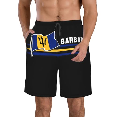 Vintage and Barbados Barbadian Flag Mens Beach Short Quick Dry Board Shorts Swim Shorts Bathing Suit3