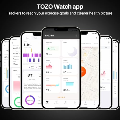 Image of TOZO Smart Watch Alexa Built-in Fitness Tracker with Sleep Monitor, 5ATM Waterproof HD Touchscreen for Men Women Compatible with iPhone&Android Black