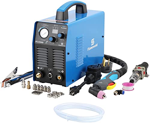 Plasma Cutter, 50A Plasma Cutting Machine Dual Voltage 110/220V Plasma Cutter Equipment Inverter Technology 50/60Hz Clean Cutting Thickness 14mm (FC550D)