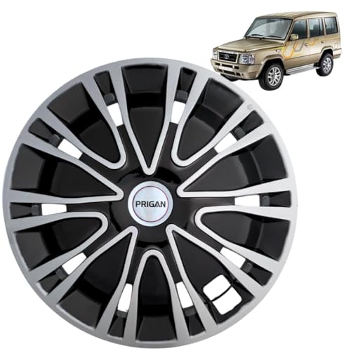 Image of PRIGAN Wheel Cover for Sumo Black Silver Wheel Cover 16 inch for Sumo (Set of 4 Pcs) (Press Fitting) Model Name- Drive Black Silver 16