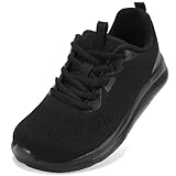 WIDE TOE BOX Walking Shoes Women Width Sneakers Orthopedic Arch Support Plantar Fasciitis Tennis Running Work Non-Slip Athletic Diabetic Standing Workout Gym Comfortable All Black Size 8