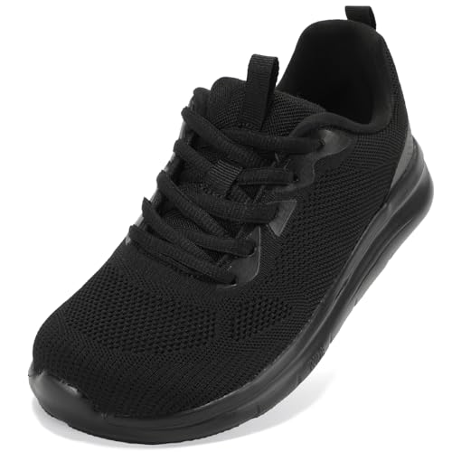 WIDE TOE BOX Walking Shoes Women Width Sneakers Orthopedic Arch Support Plantar Fasciitis Tennis Running Work Non-Slip Athletic Diabetic Standing Workout Gym Comfortable All Black Size 8