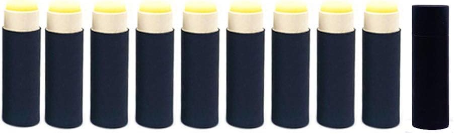 Paperboard Lip Balm Tubes,Cardboard Krafts Lipstick Tube Empty Lip Balm Container Round Paper Solid Perfume Tubes,10pcs (Black)