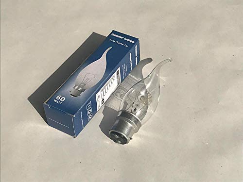 5 x Dazzler Brand B22 BC 60W Flame Tip Bent Candle Clear Lamp Light Bulb 240V