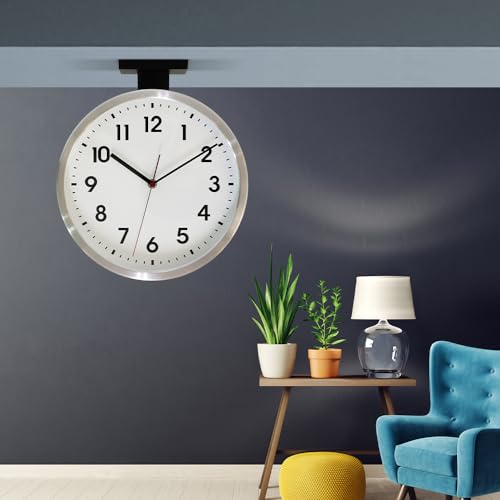 Reloj de pared doble cara aluminio analógico silencioso miniatura 6