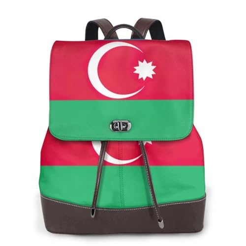Sac à dos en cuir imprimé Azerbaïdjan de voyage chic et noir